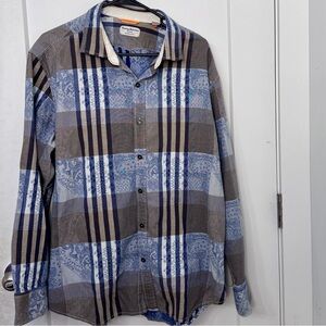 Tommy Bahama Jeans XL Patchwork Plaid Button Down Shirt 100% Cotton